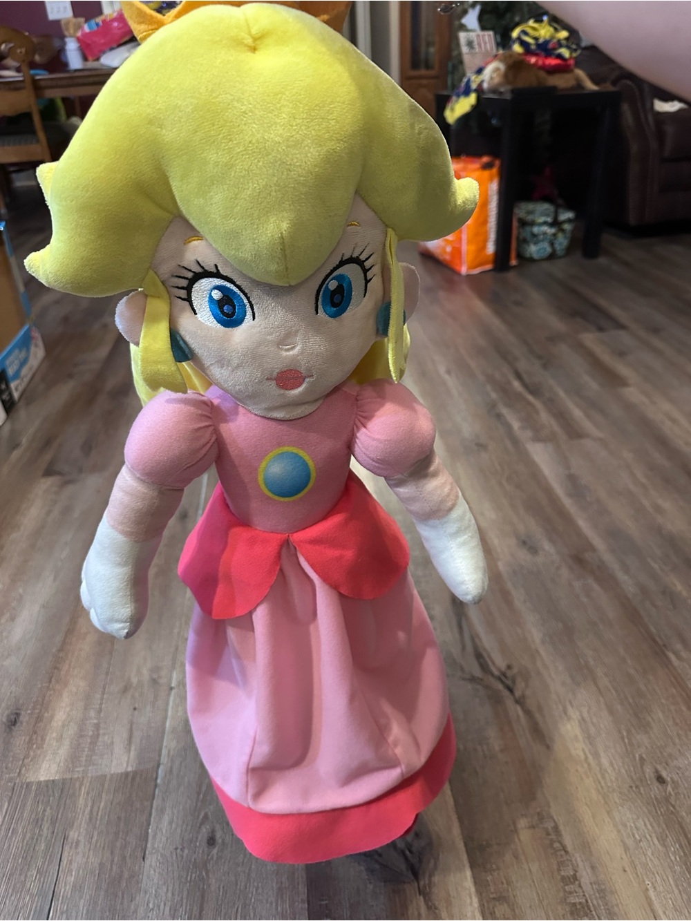 Plush Princess Peach 26” Doll in Pink, Yellow and Blue - Soft Stuffed Toy